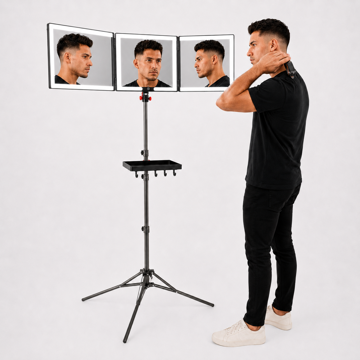 Self-Cut System 360° LED Mirror - Choose the setup that fits your grooming space.