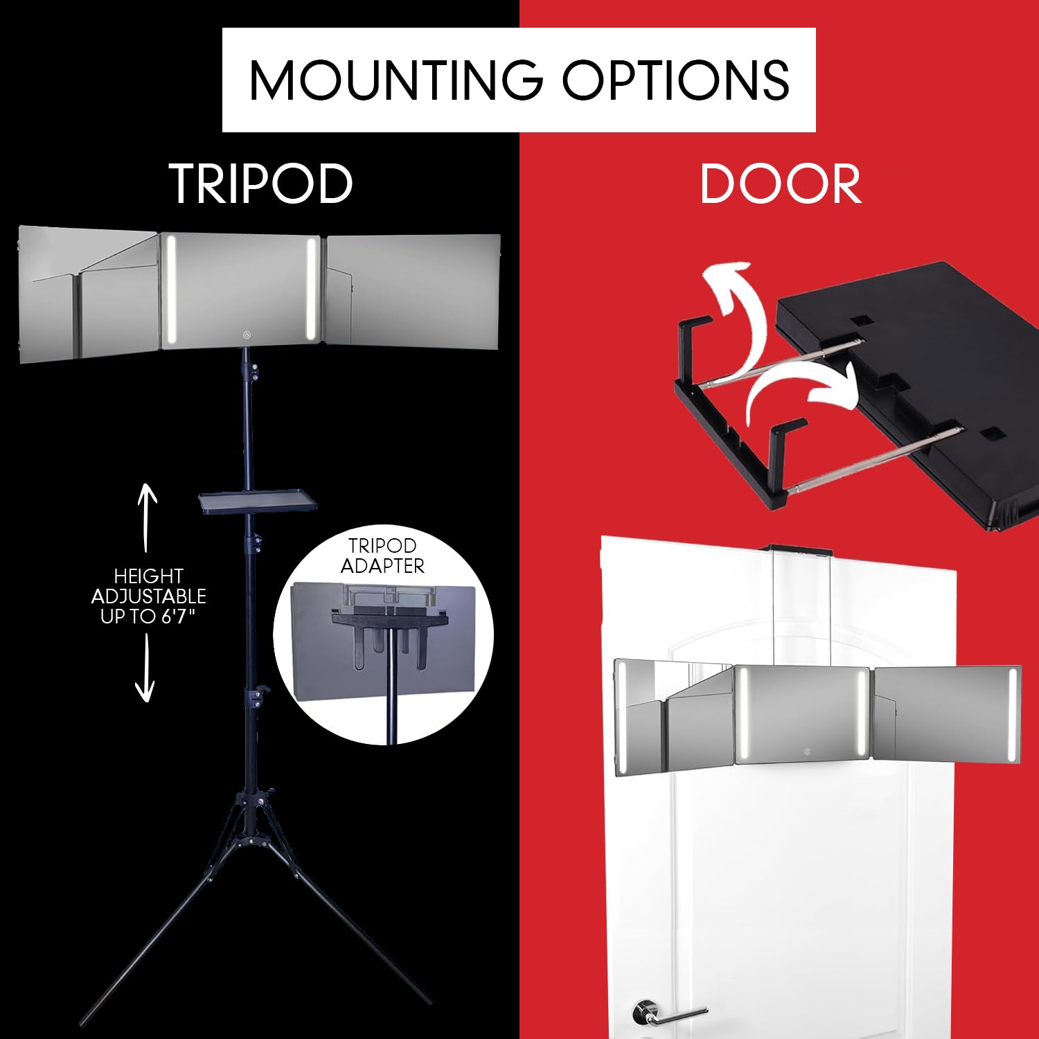Self-Cut System 360° LED Mirror - Choose the setup that fits your grooming space.