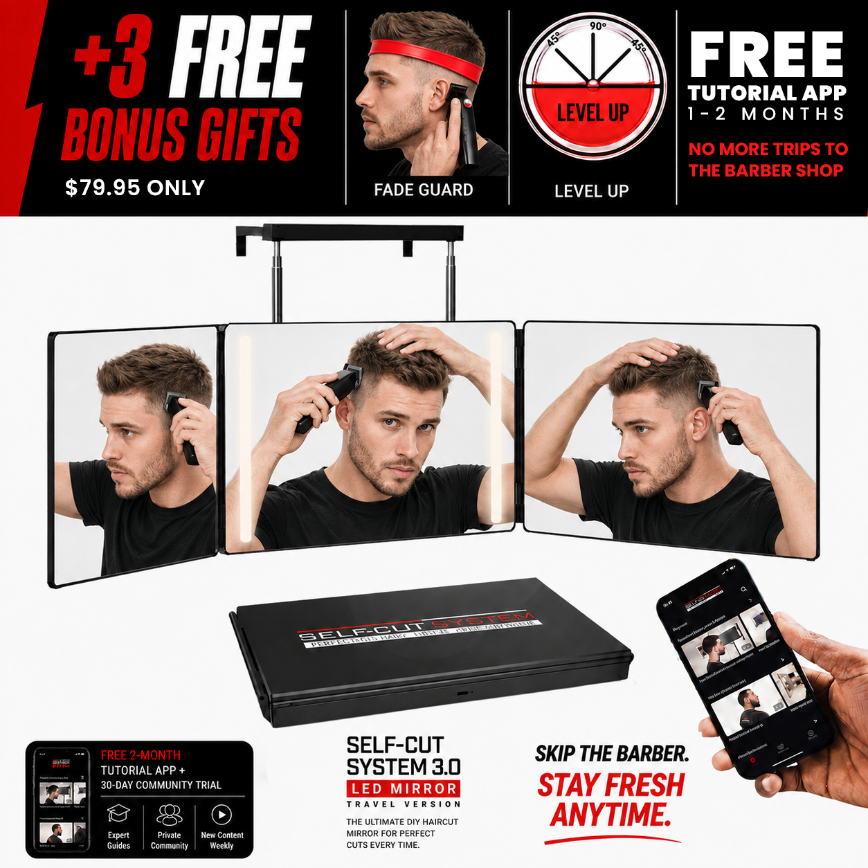 Self-Cut System 3.0 LED Mirror – Classic Haircuts